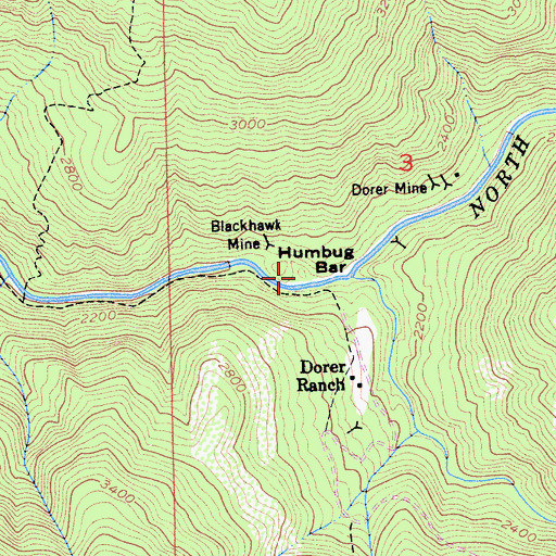 Topographic Map of Humbug Bar, CA
