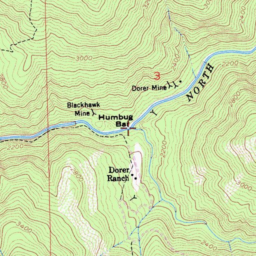 Topographic Map of Humbug Canyon, CA