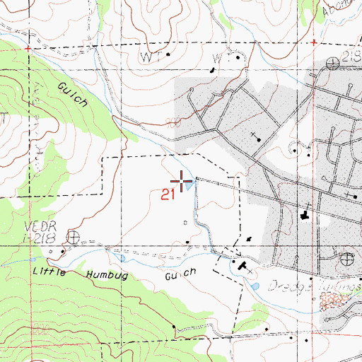 Topographic Map of Humbug Gulch, CA