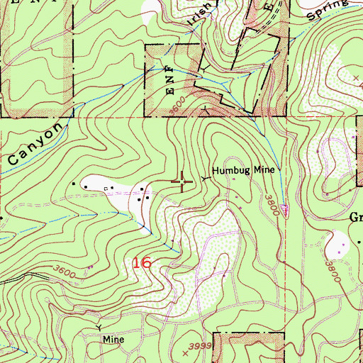 Topographic Map of Humbug Mine, CA