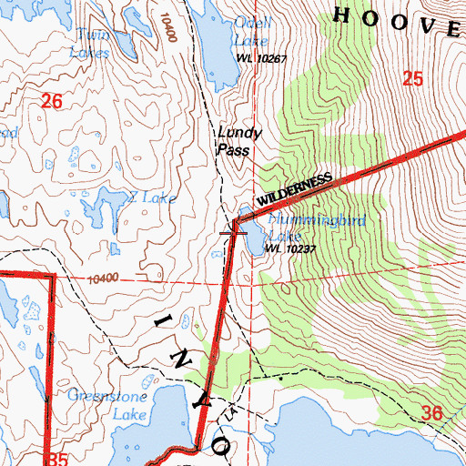 Topographic Map of Hummingbird Lake, CA