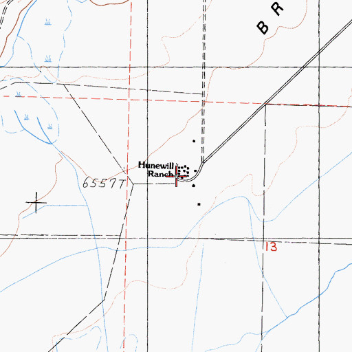 Topographic Map of Hunewill Ranch, CA