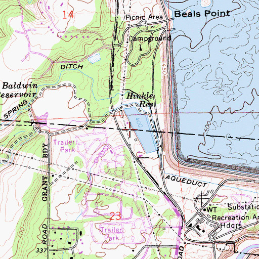 Topographic Map of Hunkle Reservoir, CA