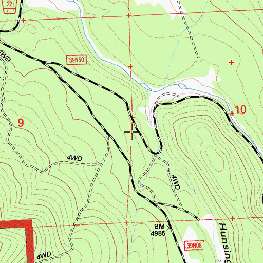 Topographic Map of Hunsinger Draw, CA