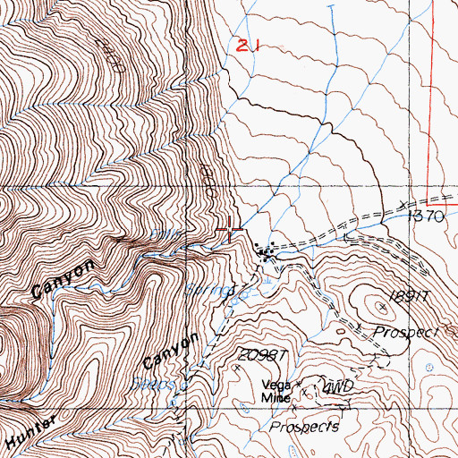 Topographic Map of Hunter Canyon, CA