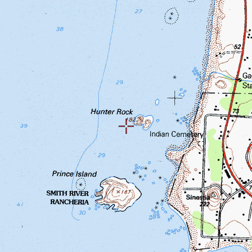 Topographic Map of Hunter Rock, CA