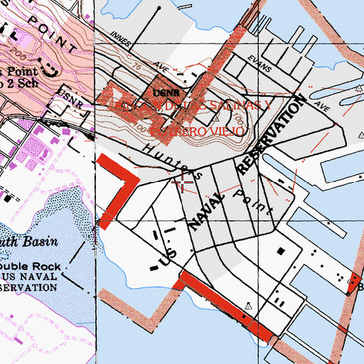 Topographic Map of Hunters Point, CA
