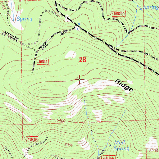 Topographic Map of Hunters Ridge, CA