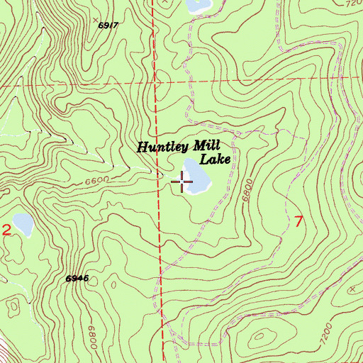 Topographic Map of Huntley Mill Lake, CA