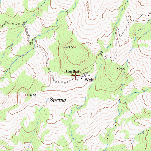 Topographic Map of Hurlbutt Ranch, CA