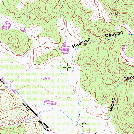 Topographic Map of Husman Canyon, CA