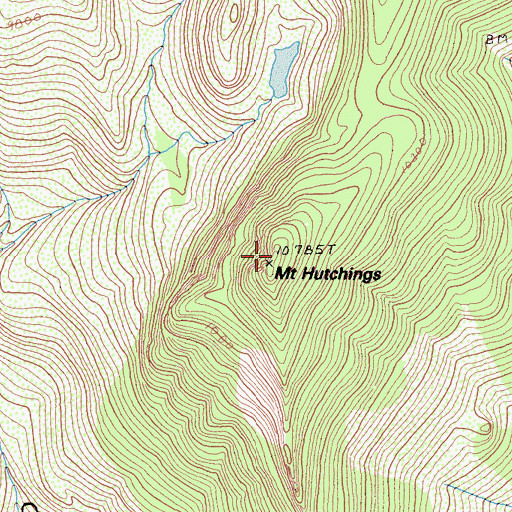 Topographic Map of Mount Hutchings, CA