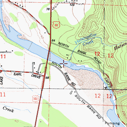 Topographic Map of Hutsinpillar Creek, CA