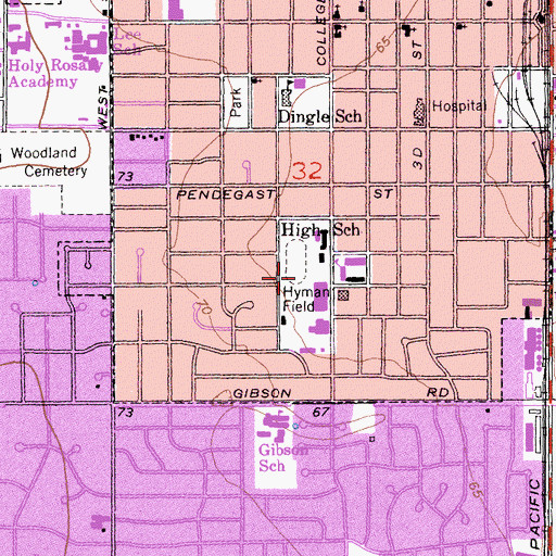 Topographic Map of Hyman Field, CA