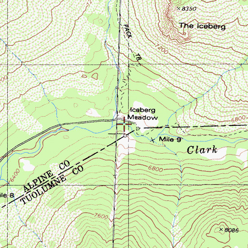 Topographic Map of Iceberg Meadow, CA