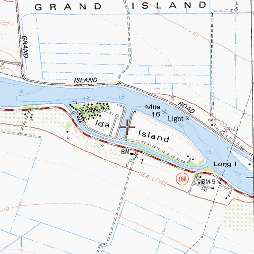 Topographic Map of Ida Island, CA