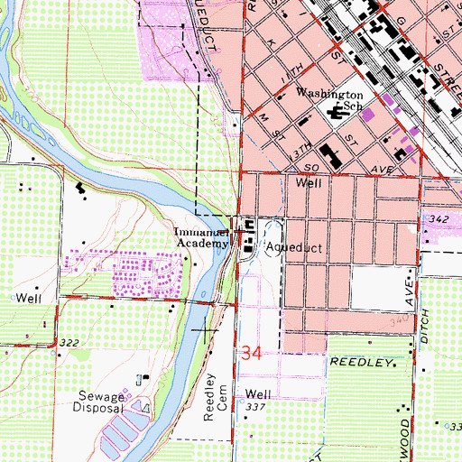 Topographic Map of Immanuel Schools, CA