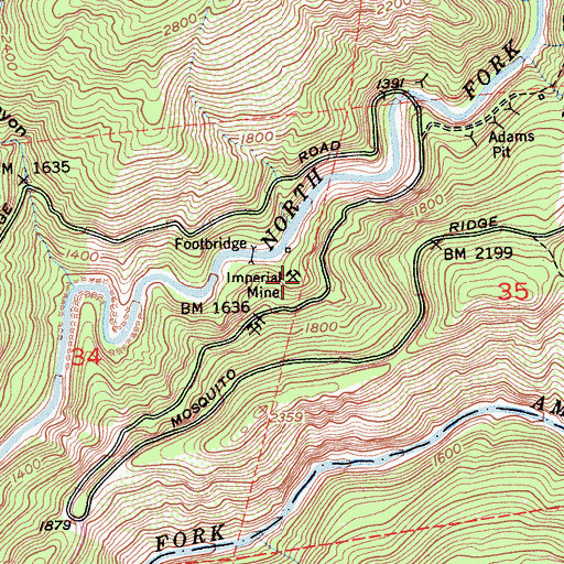 Topographic Map of Imperial Mine, CA