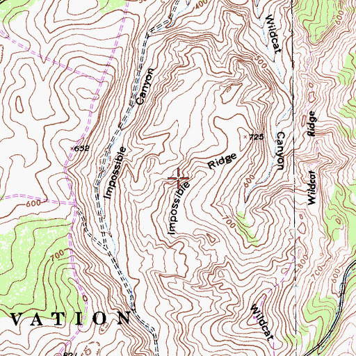 Topographic Map of Impossible Ridge, CA