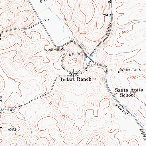 Topographic Map of Indart Ranch, CA