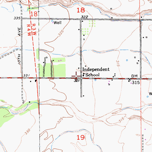 Topographic Map of Independent School, CA