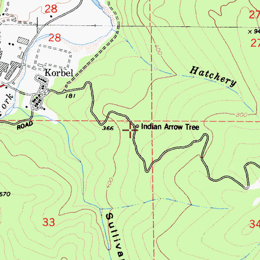 Topographic Map of Indian Arrow Tree, CA
