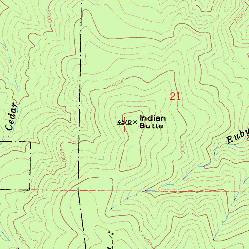 Topographic Map of Indian Butte, CA