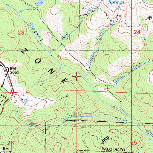 Topographic Map of Indian Cabin Creek, CA