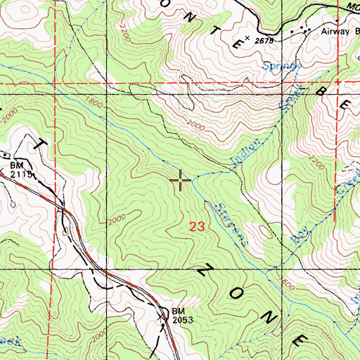 Topographic Map of Indian Creek, CA