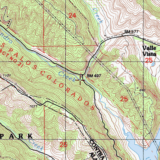 Topographic Map of Indian Creek, CA