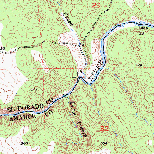 Topographic Map of Indian Creek, CA