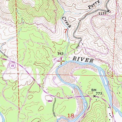 Topographic Map of Indian Creek, CA