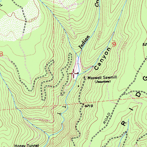 Topographic Map of Indian Creek, CA