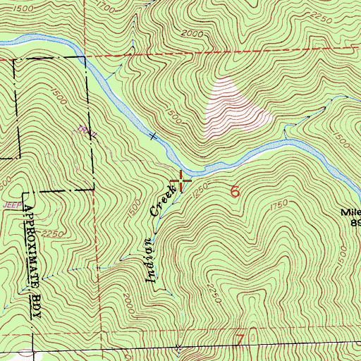 Topographic Map of Indian Creek, CA