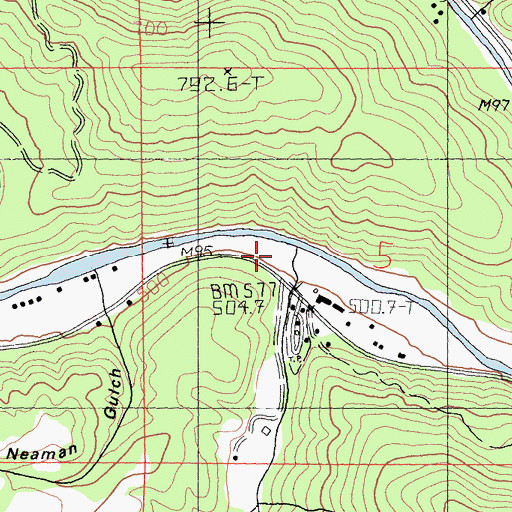 Topographic Map of Indian Creek, CA