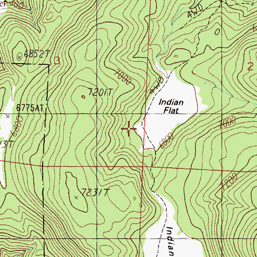 Topographic Map of Indian Flat, CA