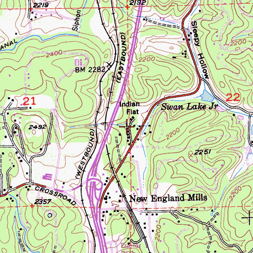 Topographic Map of Indian Flat, CA