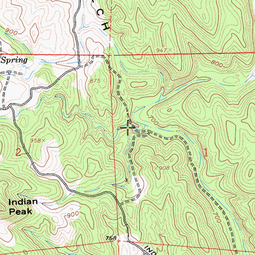 Topographic Map of Indian Gulch, CA