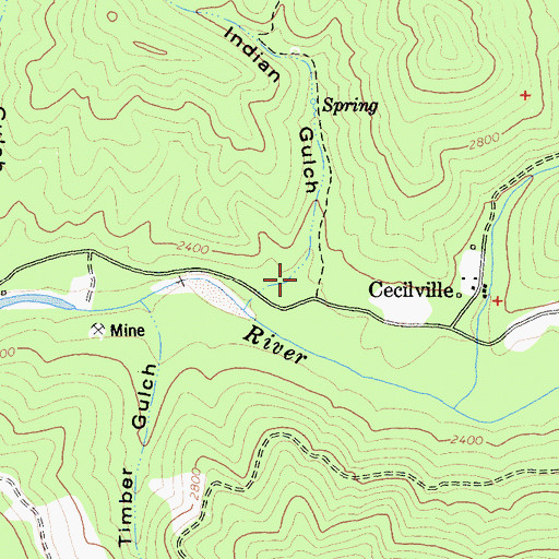 Topographic Map of Indian Gulch, CA