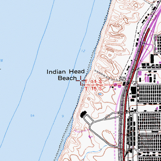 Topographic Map of Indian Head Beach, CA