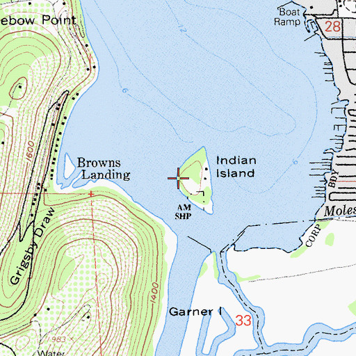 Topographic Map of Indian Island, CA