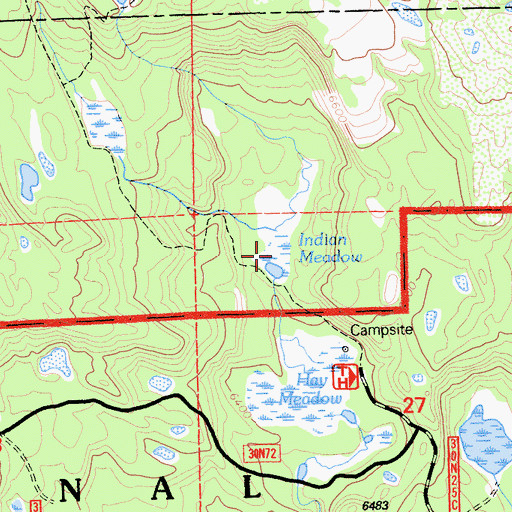 Topographic Map of Indian Meadow, CA