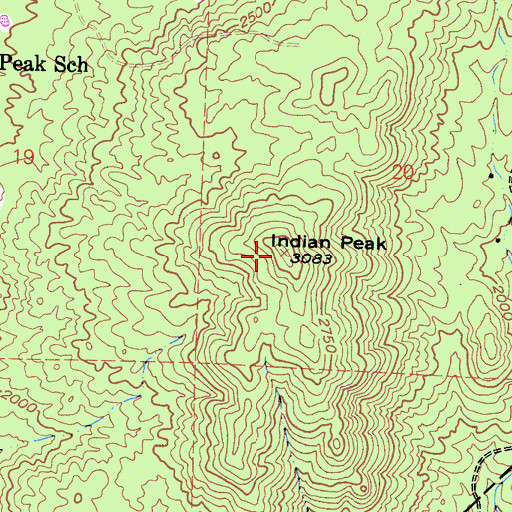 Topographic Map of Indian Peak, CA