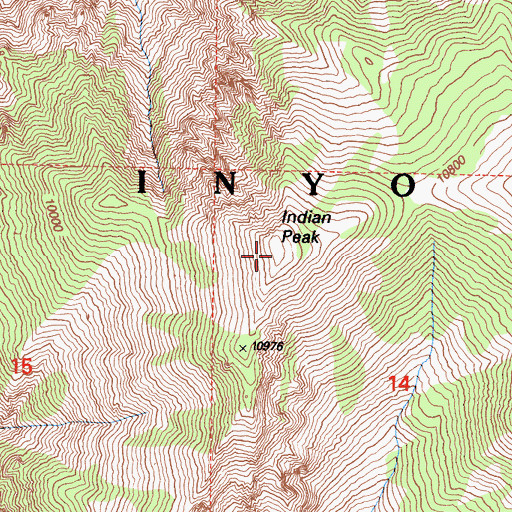 Topographic Map of Indian Peak, CA