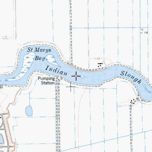 Topographic Map of Indian Slough, CA