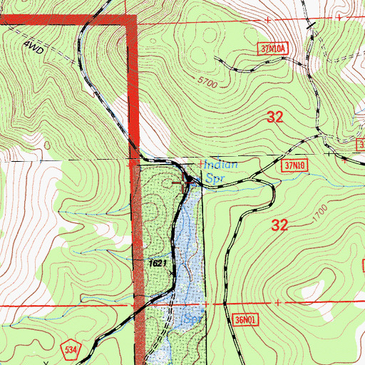 Topographic Map of Indian Spring, CA