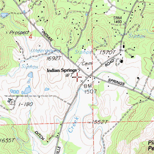 Topographic Map of Indian Springs, CA