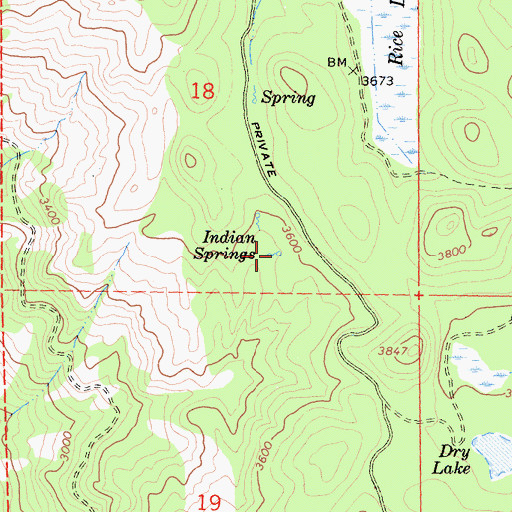 Topographic Map of Indian Springs, CA