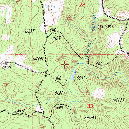 Topographic Map of Indian Springs Creek, CA