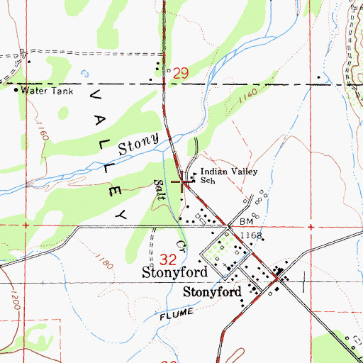 Topographic Map of Indian Valley School, CA